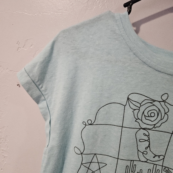 Cruel Denim Women's XS Light Blue Short Sleeve Graphic Tee Western Wire Cowgirl - Picture 3 of 7